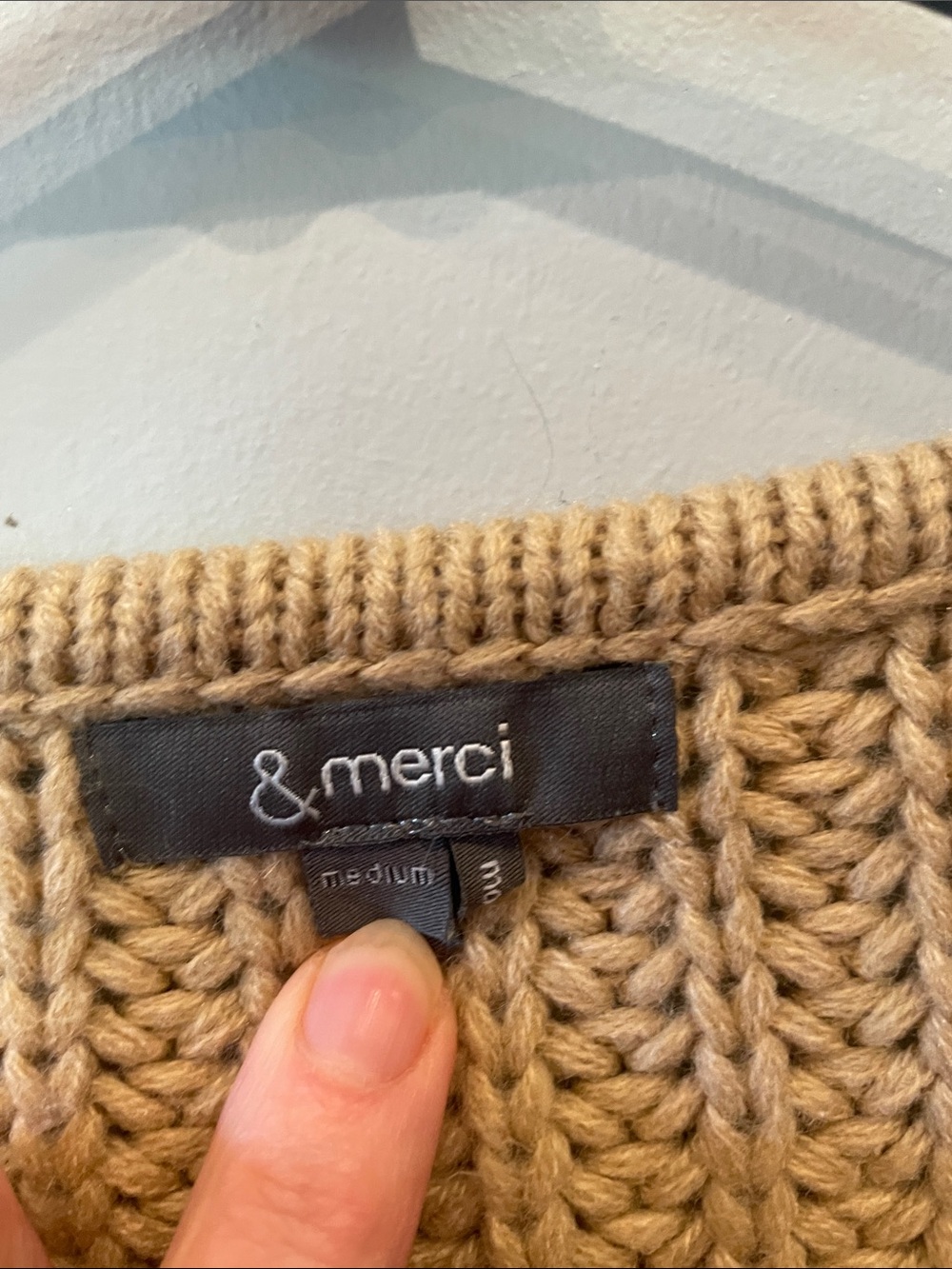 Beige Fringe Sleeve Crochet Sweater -medium by &merci - Picture 4 of 4